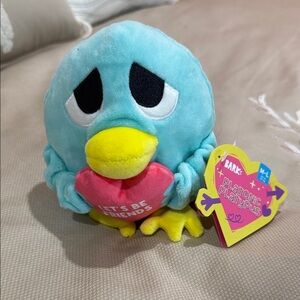 Bark Light Blue Plush Bird with Pink Heart Dog Toy for medium to large dogs (20+